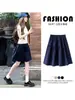 Falda Azul Marino Estilo Japonés H1223 para Mujer, Nueva Falda Corta de Línea A Adelgazante de Cintura Alta para Primavera y Verano, Falda de Paraguas de Cinco Puntos Petite