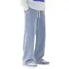 Jeans Masculino Verão Novo Estilo Japonês Retro Cintura Elástica Casual Calça Reta Jeans da Moda Tendência para Homens