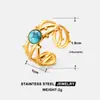 Anillo Abierto de Acero Inoxidable Multicolor Turquesa Estilo Bohemio Transfronterizo Material Ecológico No se Desvanece Titanio Simple para Mujer