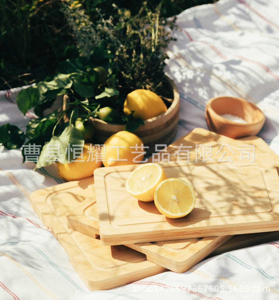 竹制菜板家用楠竹切菜板多功能案板带水槽水果砧板套装BSCI