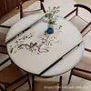 Tapete de mesa redondo dobrável estilo chinês, tapete de mesa oval, toalha de mesa de couro à prova d'água e de óleo para mesa de jantar da sala de estar, personalizável