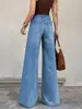 Novos jeans femininos transfronteiriços, estilo europeu e americano, calças jeans de brim largas e elásticas da Amazon, modernas e versáteis
