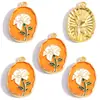 Colgante de Aleación de Esmalte Colorido Estilo Pintura al Óleo Flor de Lirio y Tulipán Charms Decorativos para Pulsera Collar DIY W662