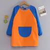 Avental de Pintura Impermeável de Manga Longa Infantil, Avental de Arte para Vestir ao Contrário para Jardim de Infância, Roupa Protetora Anti-Sujeira para Pintura a Óleo com Logo