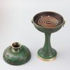 Quemador de Incienso de Cobre Completo Estilo Antiguo con Patrón de Dragón para Uso en Interiores del Hogar, Portainciensos de Madera de Águila, Adorno para Sala de Estar, Quemador de Incienso con Forma de Frijol, Quemador de Incienso Estilo Suzhou