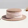 Chapéu Novo Estilo 2026 para Mulheres, Outono e Inverno, Fedora Pequeno Retrô Britânico, Chapéu de Feltro Casual Quente de Lã com Topo Plano