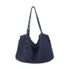 Bolsa Tote de Sarja Lavada Retrô Simples, Bolsa de Ombro Transversal, Bolsa de Lona, Bolsa Grande de Alta Capacidade para o Dia a Dia, Mochila de Viagem
