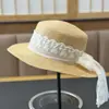 Sombrero de Paja Estilo Nuevo para Mujer Verano 2026 Playa Costera Protección Solar Sombrero de Copa Plana con Encaje Francés con Lazo y Ala Ancha