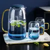En Stock Al Por Mayor Color Degradado Resistente a Altas Temperaturas Vidrio Mármol Juego de Tetera Caja de Regalo Jarra de Jugo de Gran Capacidad Jarra de Agua Fría Hecho a Medida