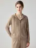 Nuevo suéter de punto con capucha y cremallera, manga raglán, estilo casual holgado, 100% cachemira pura, para mujer, otoño e invierno