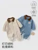 Mono de bebé para primavera y otoño con cuello camisero, ropa exterior de pana para niños y niñas, moderno y versátil, Ropa infantil Anyang