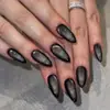 Unhas Postiças Wearable 24 Peças Olho de Gato Estrelado Cinza-Preto Gato Preto, Cor Sólida Olho de Gato Dragon Ball Gelo Transparente Pontas de Unha Formato Gota d'Água