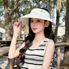Sombrero de Sol Estilo Coreano con Parte Superior Abierta Tipo Concha para Mujer, Sombrero de Sol de Ala Ancha con Protección UV para Verano, Sombrero de Sol para Exteriores de Seda de Hielo