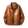Nueva colección de otoño e invierno: Chaqueta de cuero PU de alta calidad, estilo masculino moderno, estética "old money", chaqueta de motociclista, corte holgado y personalizable con estampados