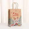 Saco de Papel Kraft Natalino Desenho Animado Véspera de Natal Embalagem para Doces Lembrança Sacola para Levar Embalagem para Chá de Leite Sacola