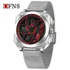 Reloj de Moda OFNS Esqueleto de Coche Rotación 360 grados Reloj para Hombre Tendencia Más Vendido Versátil para Estudiantes Reloj de Cuarzo