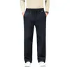 Pantalones casuales rectos para hombre, mezcla de lana, cintura elástica, nueva colección otoño/invierno 2026, elásticos y cálidos, tiro medio-alto