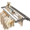 Tendedero de Balcón, Barra Retráctil para Ropa Montada en Pared sin Taladro, Herramienta Doméstica para Secar Colchas en Interiores, Diseño Invisible