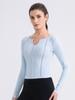 Top de Manga Larga Ajustado Elástico Delgado Transpirable Pra Training Fitness para Mujer Camiseta de Running 52558