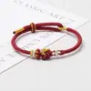Cuerda de Mano Cuerda Trenzada Hecha a Mano Pulsera DIY Accesorio Portátil Semiacabado Accesorios Dorados Cuerda Roja de Pareja