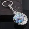 Chaveiro Pingente Grande Céu Noturno Giratório Doze Constelações Pedra do Tempo Vidro Chaveiro de Constelação Sonhadora de Cristal