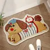 Alfombra Absorbente de Baño Tejida de Lana Sintética Alfombra de Piso de Dibujos Animados Felpudo de Baño Felpudo de Prueba de Baño Alfombra Antideslizante para Puerta