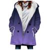 Venta caliente transfronteriza 2023 nueva gabardina para mujer invierno engrosada estilo europeo y americano color degradado abrigo con capucha al por mayor