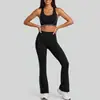 Conjunto de Yoga Juyitang de Cintura Alta Levanta Glúteos con Líneas en Contraste, Ropa Deportiva de Dos Piezas Elástica Ajustada Adelgazante para Mujer
