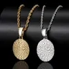 Joyería Hip-Hop Europea y Americana Colgante Ovalado de Memoria con Foto Marca de Moda Personalizado Circonita Micro-Pavimentada Collar Colgante Marco de Foto para Hombre