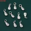 Plata Esterlina S925 Calabaza Caqui Pez Pequeño Flor Colgante Accesorios Retro Viejo Pequeño Deslizante DIY Material Hecho a Mano