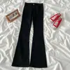 Calça Jeans Preta Feminina Outono Inverno Ferradura Calça Longa Cintura Alta Skinny Versátil Elástica Mop Perna Reta Micro Flare