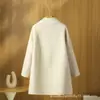 26 Nuevos Abrigos de Lana Cachemira de Doble Cara para Otoño/Invierno Chaqueta de Lana Suelta de Color Sólido Clásico de Doble Botonadura