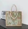 Bolsa de Corrente de Pérolas Tecida Nova Bolsa Tote de Grande Capacidade Bolsa Tiracolo de Comutador da Moda Bolsa de Mamãe Bolsa de Mão da Moda