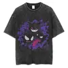 Camiseta lavada de Pokemongarimpresión de anime japonés de algodón