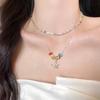 Colar de Verão Transparente Dopamina Cristal Colorido Estrela Prata Quebrada Contrastante Colar Corrente Clavicular Empilhada de Verão
