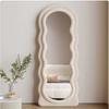 Fábrica de Origen Popular en Internet Espejo de Cuerpo Entero para Probar Hogar Espejo Ondulado para Vestidor Sala de Estar Dormitorio Espejo de Piso Crema Espejo con Forma Especial
