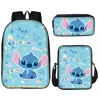 Mochila Nueva de Comercio Exterior Puntada Anime Periférico Estampada Bolsa Escolar Juego de Tres Piezas Bolso de Hombro Estuche para Lápices Bolsa para el Almuerzo