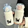 Copo térmico simples para meninas com canudo, design de alta qualidade, copo para beber de dupla finalidade, copo Labubu de aço inoxidável 316, portátil para estudantes
