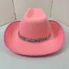 Sombrero de Vaquero Occidental Rosa de Amazon Halloween Sombrero de Vaquero con Borde de Diamantes Brillantes Sombrero Decorativo de Diamantes Brillantes para Fiesta