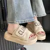 Zapatillas de lona con velcro populares transfronterizas para mujer, nuevas de moda de verano 2025, sandalias de plataforma de altura para playa