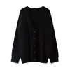 Otoño/Invierno 2026 Nuevo Suéter Cardigan de Punto Casual Holgado Estilo Coreano Moderno Único Color Sólido Moda para Mujer