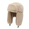 Chapéu de inverno para mulheres, gorro quente para cobrir as orelhas ao ar livre, chapéu de pelúcia clássico e versátil para circunferência de cabeça grande, cobertura de cabeça à prova de vento
