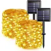Lámpara solar de alambre de cobre con cadena de colores y tira de luces impermeables para exteriores, decoración de patio, diseño de balcón, paisaje, lámpara de alambre de cobre