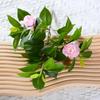 Simulación Rosa de Té de una Sola Rama Blanco Fresco Camelia Película Ramo Falso Sala de Estar Adornos de Mesa de Comedor Set de Flores Decorativas