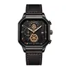 Reloj de cuarzo transfronterizo, reloj de pulsera de Guangzhou, reloj casual de moda para hombre con correa de cuero, reloj cuadrado, venta al por mayor del fabricante, color dorado
