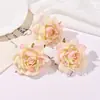 Cabeça de Flor Rosa com Borda Queimada em Seda Estilo Europeu Flor de Casamento Flor Artificial Decoração para Casa Arranjo de Flores Rosa Enrolada com Flores
