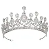 Corona de novia de circonita Corona de novia europea y americana más vendida Corona de aleación de princesa Tocado para banquete de cumpleaños al por mayor