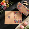Sobre de Papel Kraft con Flor Grande, Sencillo y Fresco, Tarjeta de Felicitación Hecha a Mano de Alta Gama, Tarjeta de Invitación, Especial para Enviar por Correo