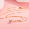 Colar Duplo Empilhado com Pingente de Diamante Brilhante em Formato de Coração para Mulheres 2025 Novo Popular Luxo Leve Design de Nicho Corrente de Clavícula de Alta Qualidade