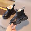 Inverno velo forrado moda infantil britânica botas curtas meninos zíper lateral moda Martin Botas Meninas botas de moda de fundo macio